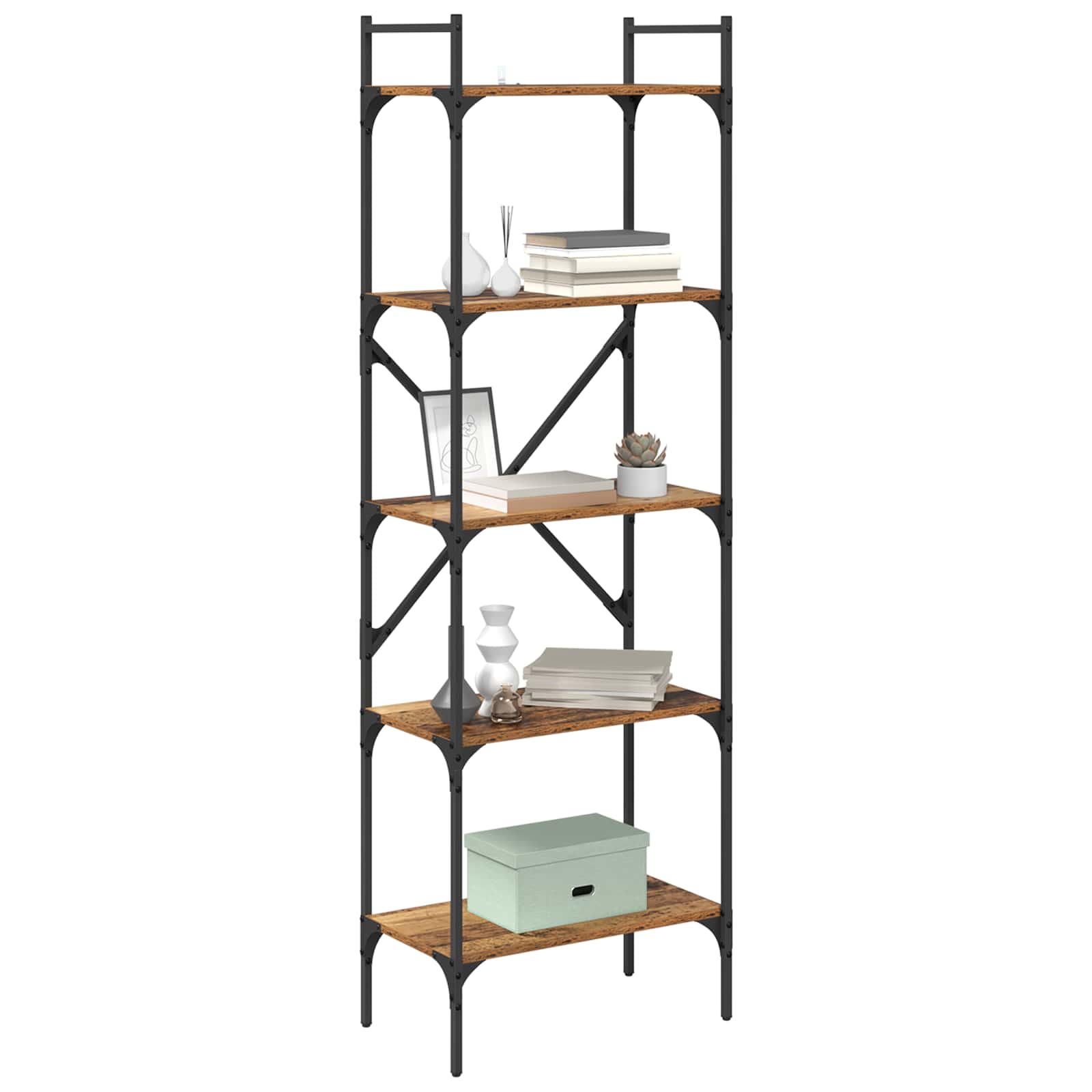 Bogreol Gammelt træ 56 x 32 x 174 cm Konstrueret træ