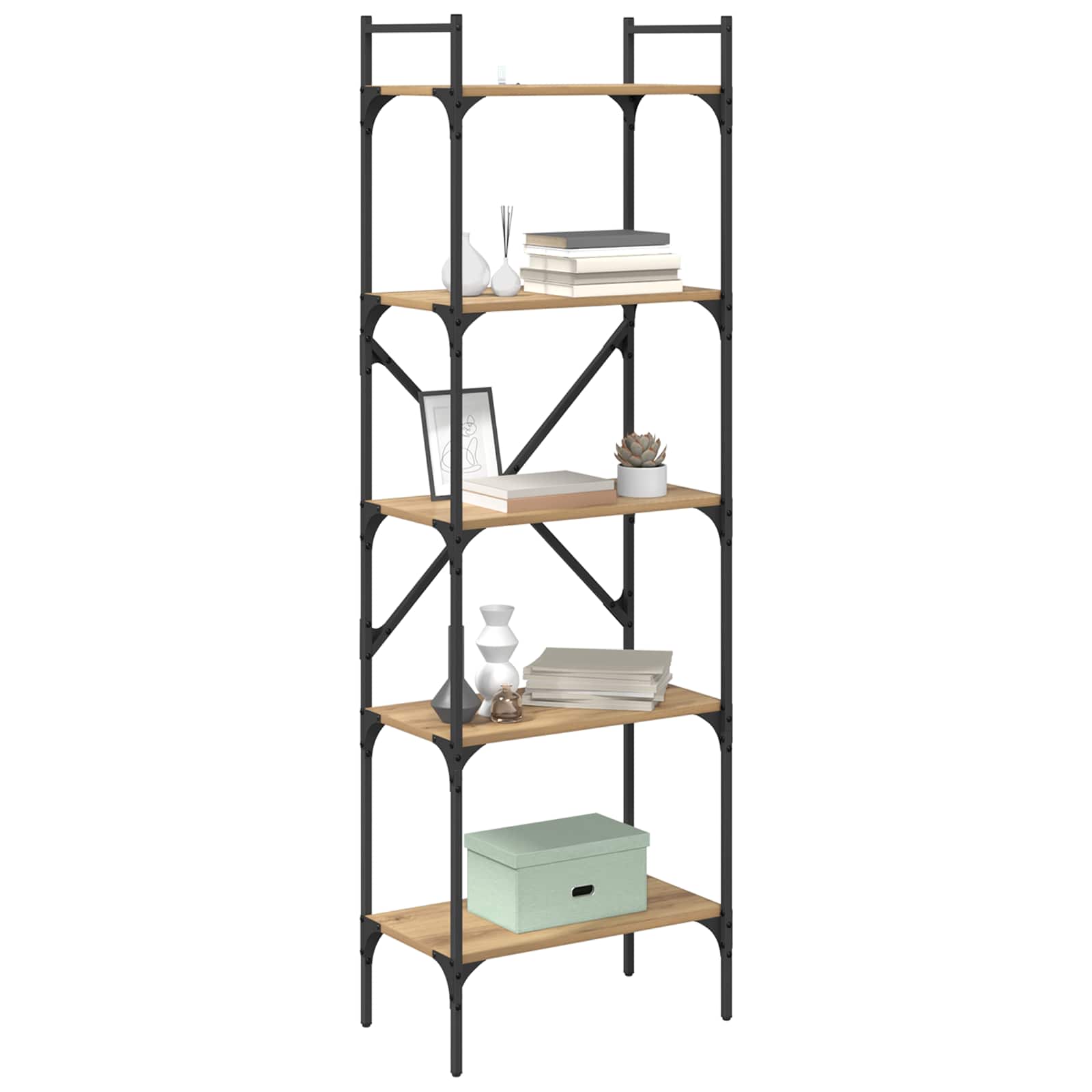 Bogreol Artisan Egetræ 56 x 32 x 174 cm Konstrueret træ billede