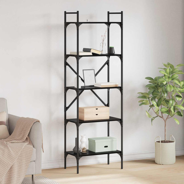 Bogreol 5 niveauer 56 x 32 x 174 cm Konstrueret træ Sort eg