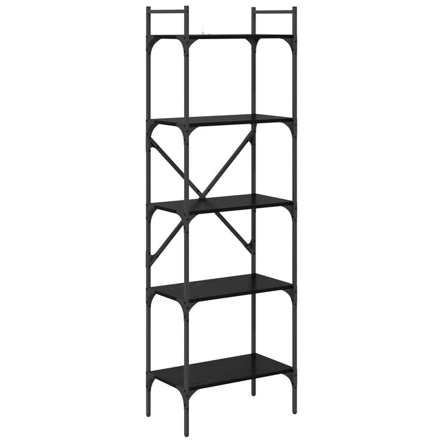 Bogreol 5 niveauer 56 x 32 x 174 cm Konstrueret træ Sort eg