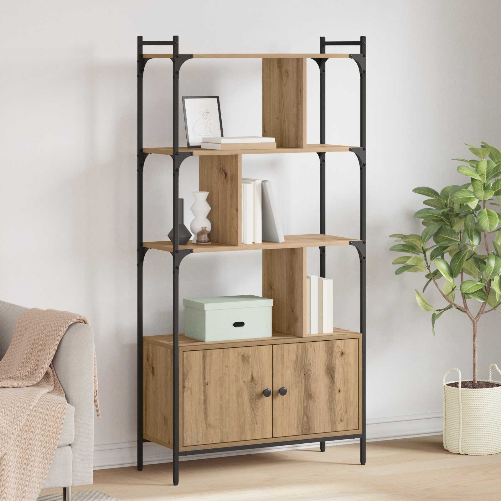 Bogreol 6 niveauer 76,5 x 30 x 154,5 cm Konstrueret træ billede