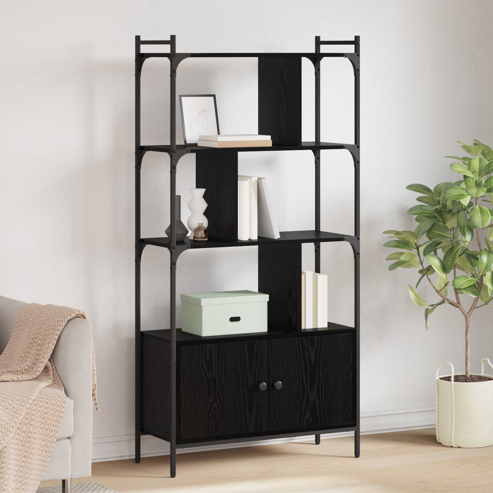 Bogreol 6 niveauer 76,5 x 30 x 154,5 cm Konstrueret træ billede