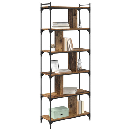 Bogreol 5 niveauer 76 x 32 x 192 cm Konstrueret træ Gammelt træ