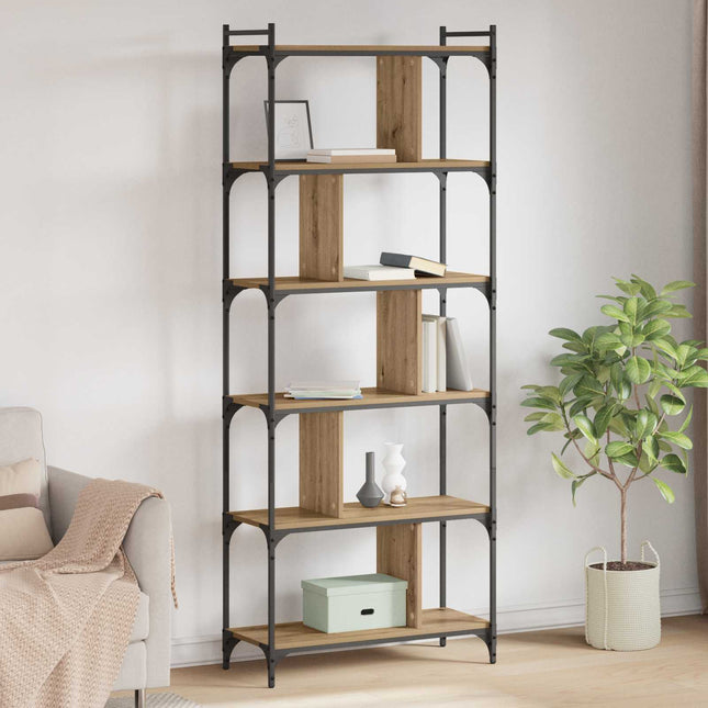 Bogreol 5 niveauer 76 x 32 x 192 cm Konstrueret træ artisan eg