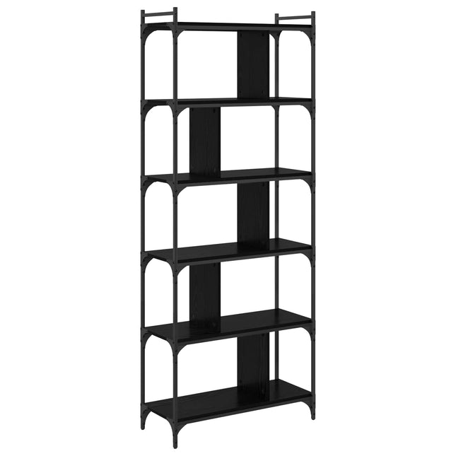 Bogreol 5 niveauer 76 x 32 x 192 cm Konstrueret træ Sort eg