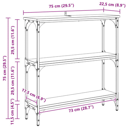 Konsolbord Sort eg 75 x 22,5 x 75 cm Konstrueret træ
