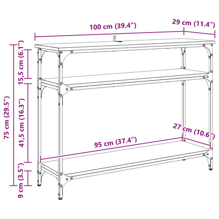 Konsolbord Sort eg 100 x 29 x 75 cm Konstrueret træ
