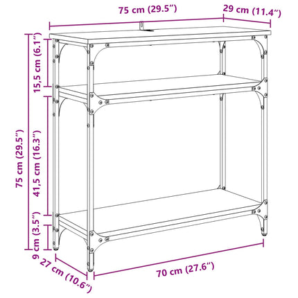 Konsolbord Sort eg 75 x 29 x 75 cm Konstrueret træ