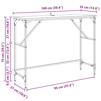 Konsolbord Sort eg 100 x 32 x 75 cm Konstrueret træ