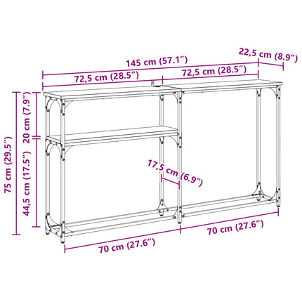 Konsolbord Sort eg 146 x 22.5 x 75 cm Konstrueret træ