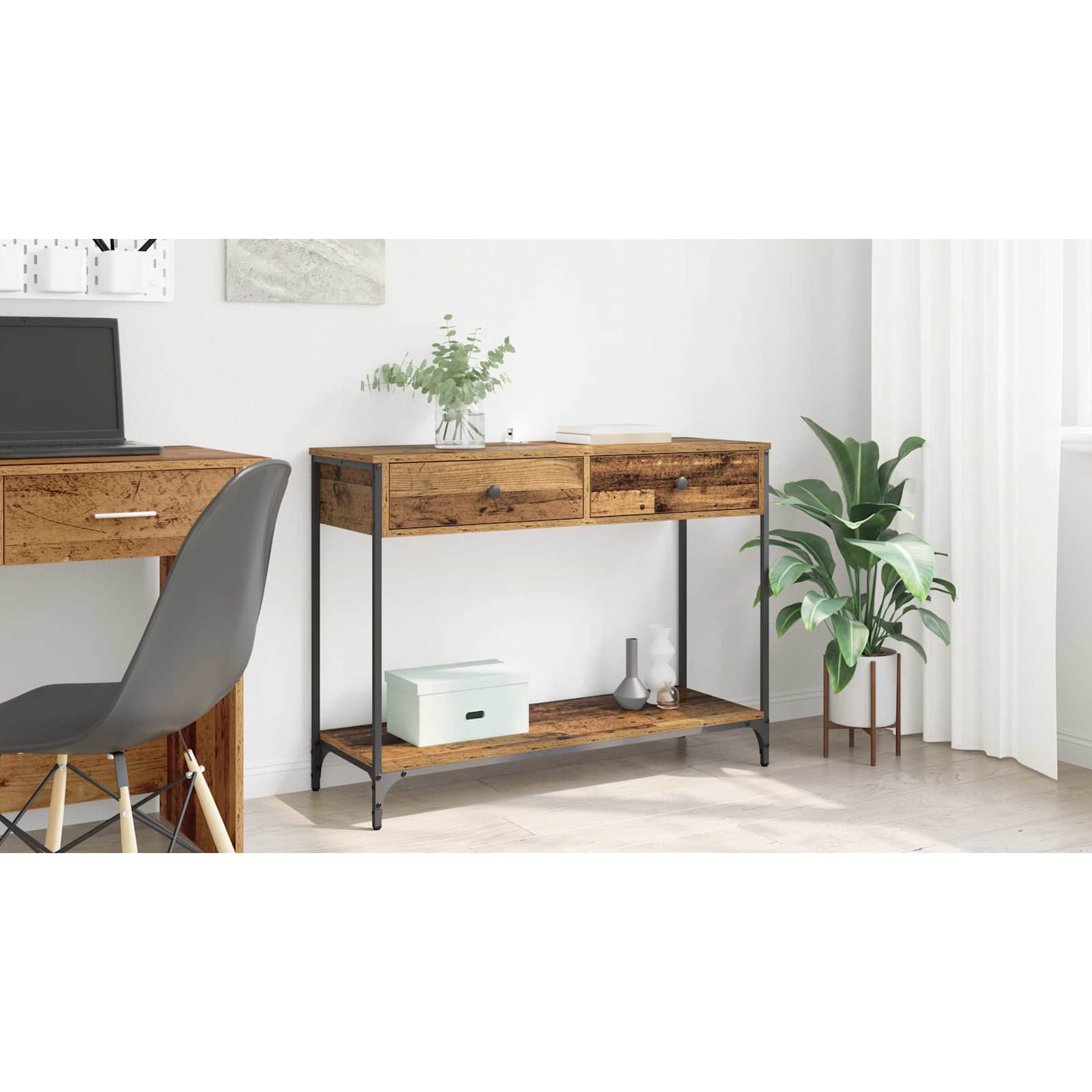 Konsolbord Gammelt træ 100 x 34,5 x 75 cm Konstrueret træ