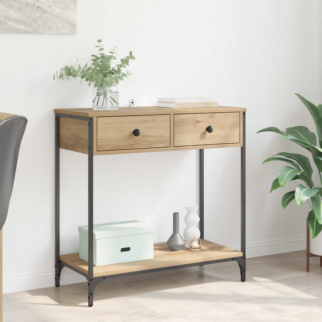 Konsolbord Artisan Egetræ 75 x 34,5 x 75 cm Konstrueret træ