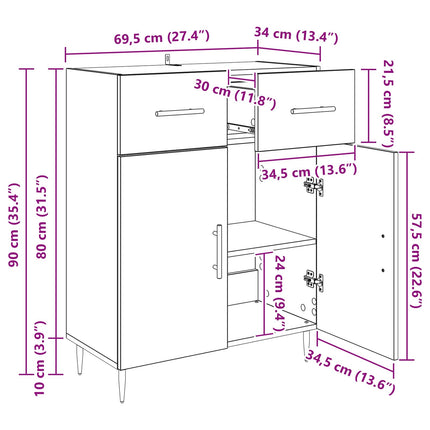 Sideboard Artisan Egetræ 69,5 x 34 x 90 cm Konstrueret træ