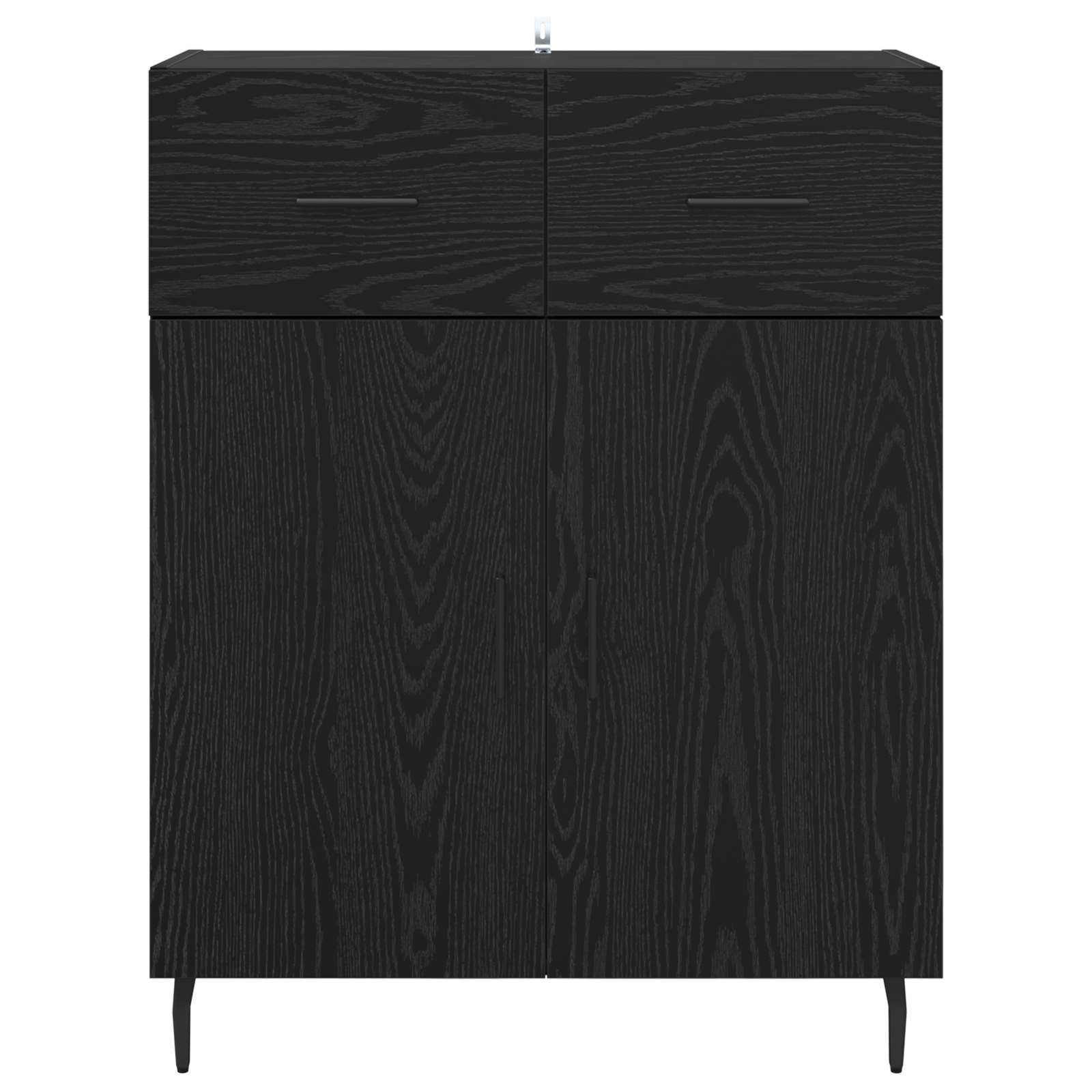 Sideboard med skuffe Sort eg 69,5 x 34 x 90 cm Konstrueret træ