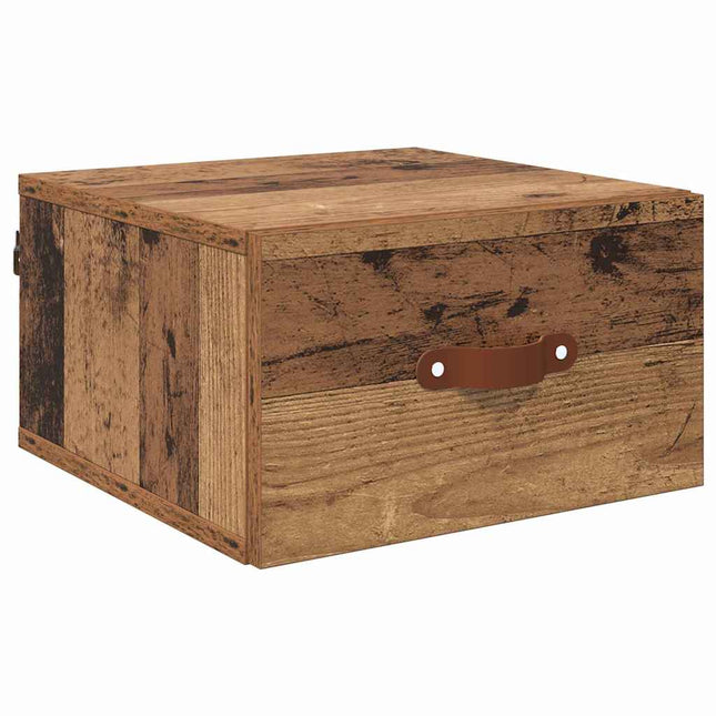 Vægmonteret natbord 35 x 35 x 20 cm Konstrueret træ Gammelt træ
