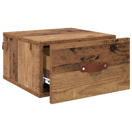 Vægmonteret natbord 35 x 35 x 20 cm Konstrueret træ Gammelt træ