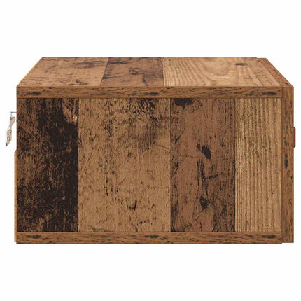 Vægmonteret natbord 35 x 35 x 20 cm Konstrueret træ Gammelt træ