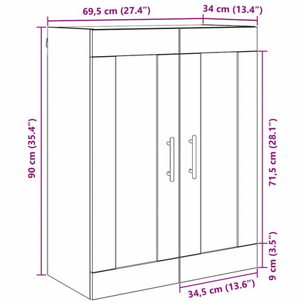 Vægskab Sort eg 69,5 x 34 x 90 cm Konstrueret træ