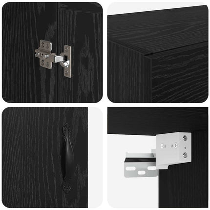 Vægskab Sort eg 69,5 x 34 x 90 cm Konstrueret træ
