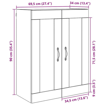 Vægskab Sort eg 69,5 x 34 x 90 cm Konstrueret træ