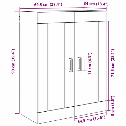 Vægskab Sort eg 69,5 x 34 x 90 cm Konstrueret træ