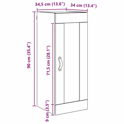 Vægskab Sort eg 34,5 x 34 x 90 cm Konstrueret træ