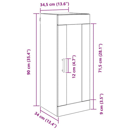 Vægskab Sort eg 34,5 x 34 x 90 cm Konstrueret træ