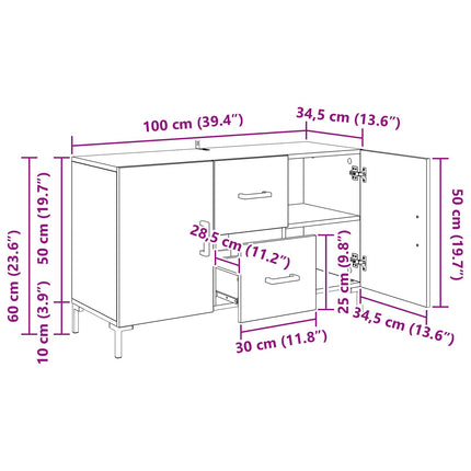Sideboard Sort eg 100 x 36 x 60 cm Konstrueret træ