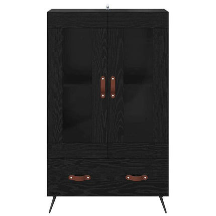Highboard Sort eg 69,5 x 31 x 115 cm Ingeniørtræ og glas