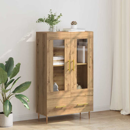 Highboard Artisan Egetræ 69,5 x 31 x 115 cm Ingeniørtræ og glas