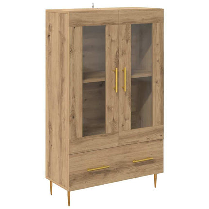 Highboard Artisan Egetræ 69,5 x 31 x 115 cm Ingeniørtræ og glas