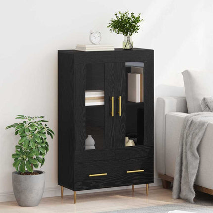 Highboard Sort eg 69,5 x 31 x 115 cm Ingeniørtræ og glas