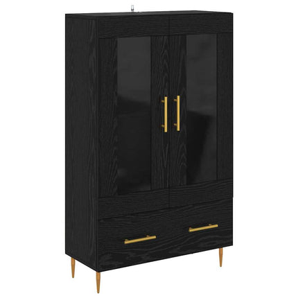 Highboard Sort eg 69,5 x 31 x 115 cm Ingeniørtræ og glas
