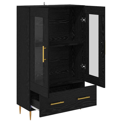 Highboard Sort eg 69,5 x 31 x 115 cm Ingeniørtræ og glas