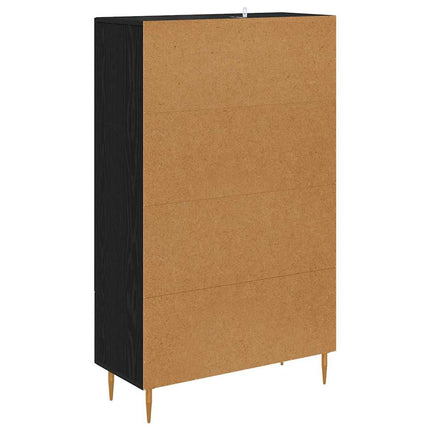 Highboard Sort eg 69,5 x 31 x 115 cm Ingeniørtræ og glas