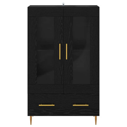 Highboard Sort eg 69,5 x 31 x 115 cm Ingeniørtræ og glas