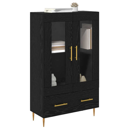 Highboard Sort eg 69,5 x 31 x 115 cm Ingeniørtræ og glas