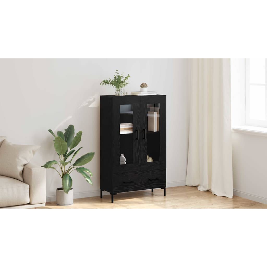 Highboard med skuffe Sort eg 69,5 x 31 x 115 cm Konstrueret træ