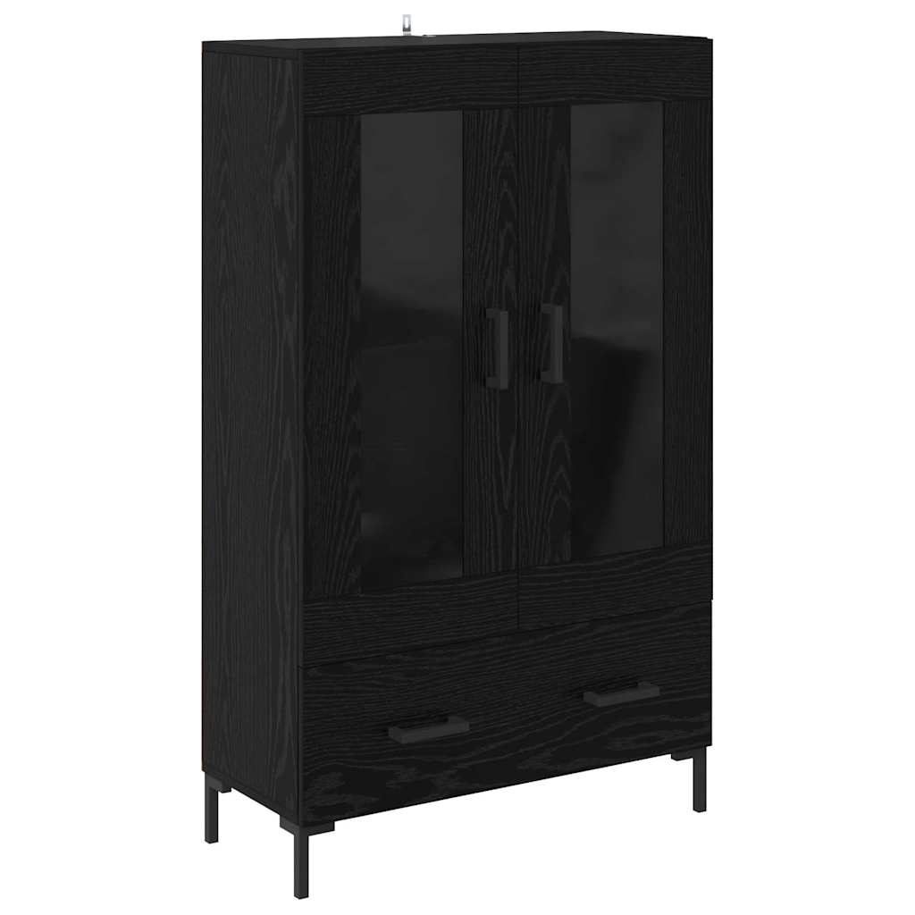 Highboard med skuffe Sort eg 69,5 x 31 x 115 cm Konstrueret træ