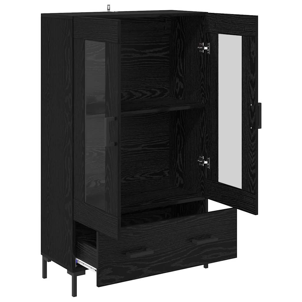 Highboard med skuffe Sort eg 69,5 x 31 x 115 cm Konstrueret træ