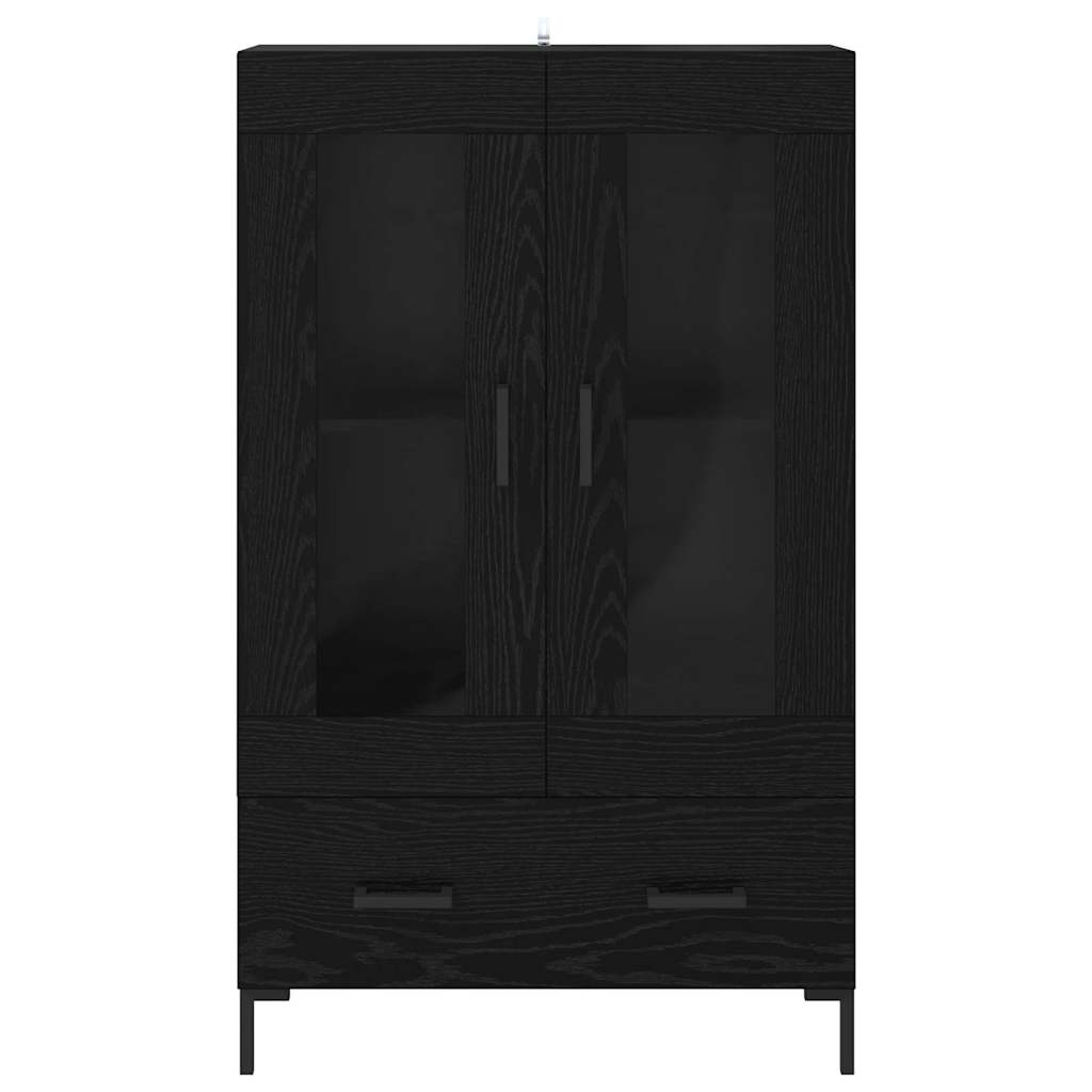 Highboard med skuffe Sort eg 69,5 x 31 x 115 cm Konstrueret træ