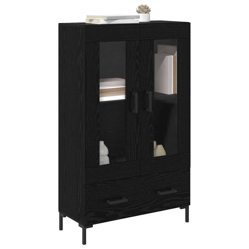 Highboard med skuffe Sort eg 69,5 x 31 x 115 cm Konstrueret træ