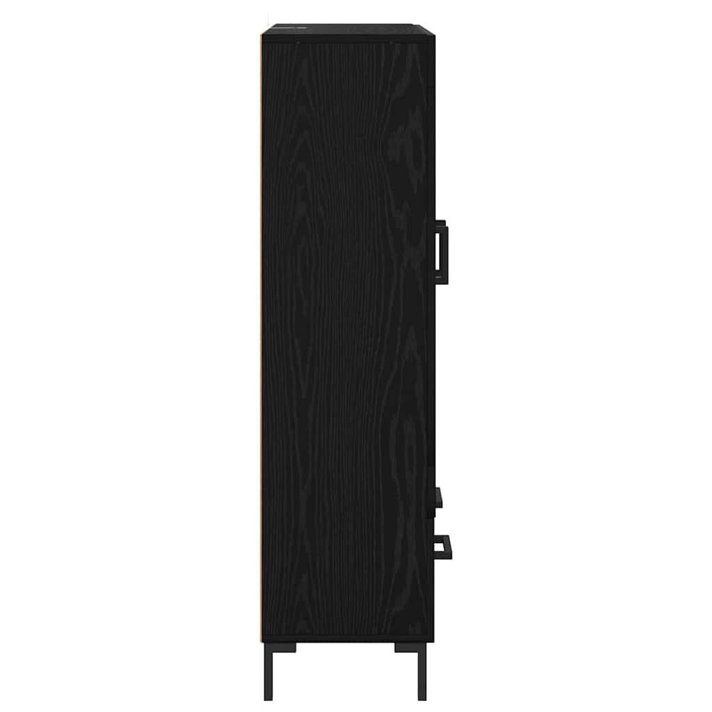 Highboard med skuffe Sort eg 69,5 x 31 x 115 cm Konstrueret træ