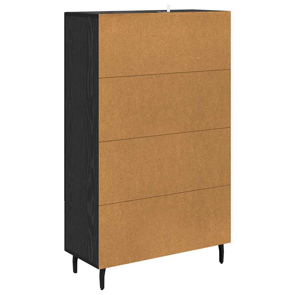 Highboard med skuffe Sort eg 69,5 x 31 x 115 cm Konstrueret træ