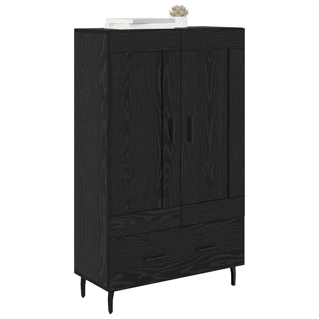 Highboard med skuffe Sort eg 69,5 x 31 x 115 cm Konstrueret træ