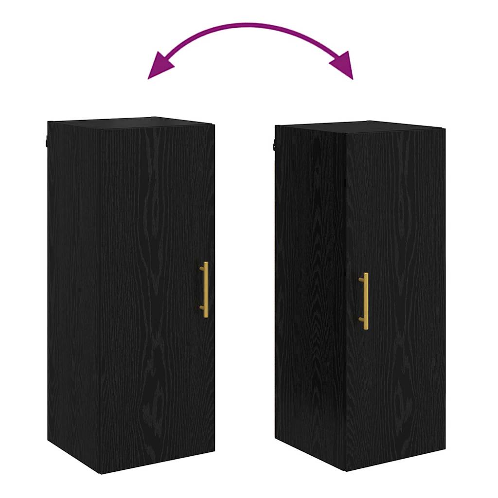 Vægskab Sort eg 34,5 x 34 x 90 cm Konstrueret træ