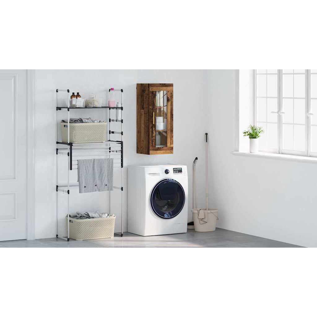 Vægskab Gammelt træ 34,5 x 34 x 90 cm Ingeniørtræ og glas