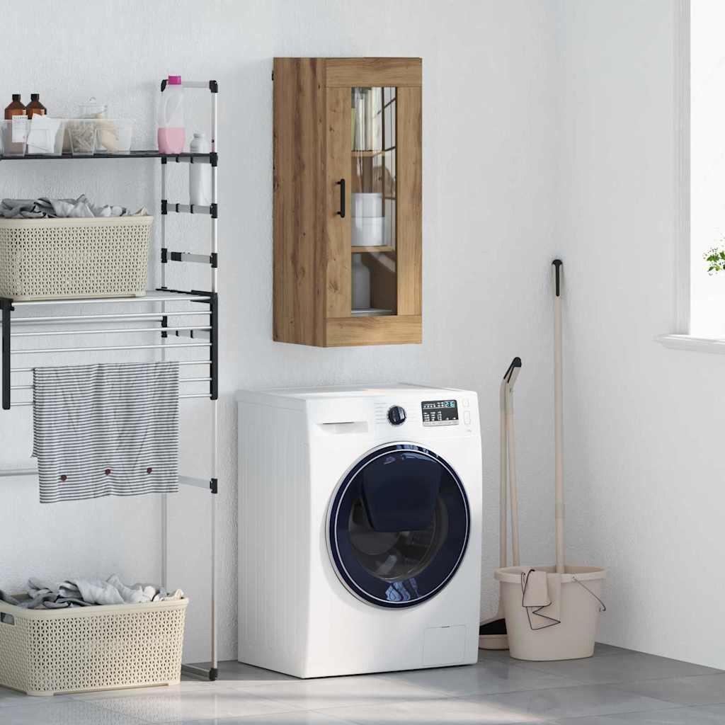 Vægskab Artisan Egetræ 34,5 x 34 x 90 cm Ingeniørtræ og glas