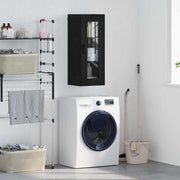 Vægskab Sort eg 34,5 x 34 x 90 cm Ingeniørtræ og glas