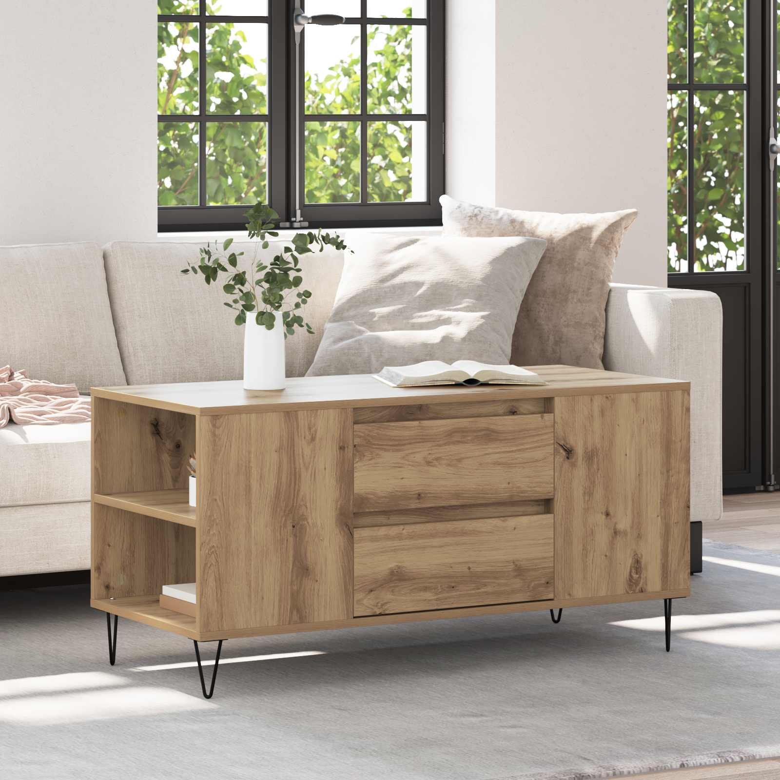 Sofabord Artisan Egetræ 102 x 44,5 x 50 cm Konstrueret træ